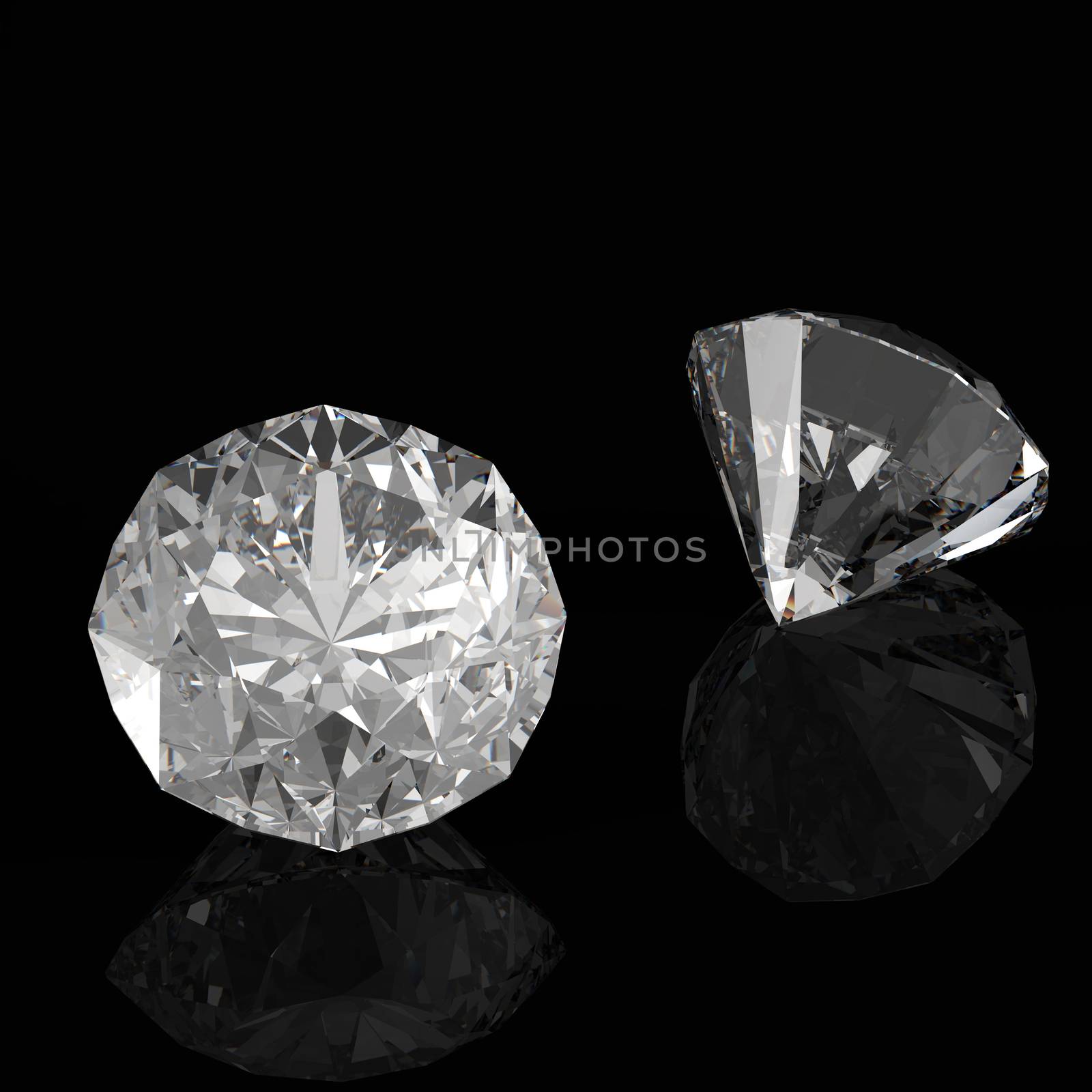 Diamonds 3d in composition as concept 