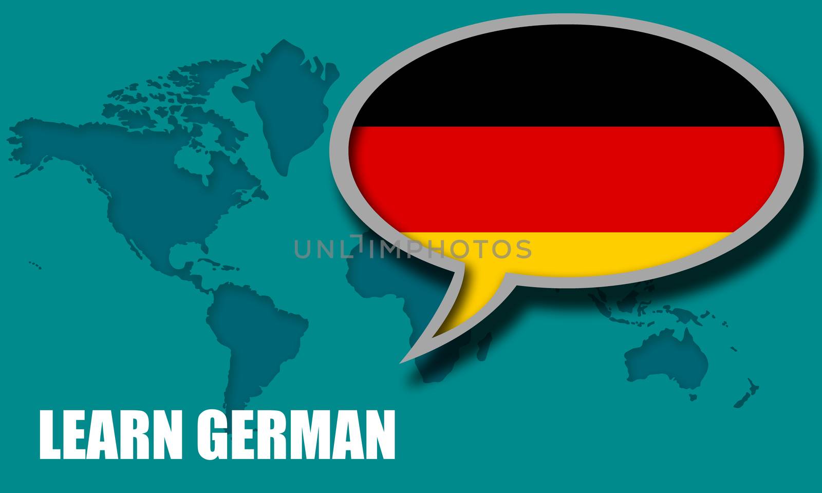 Learn German language speak bubble on red backround by tang90246