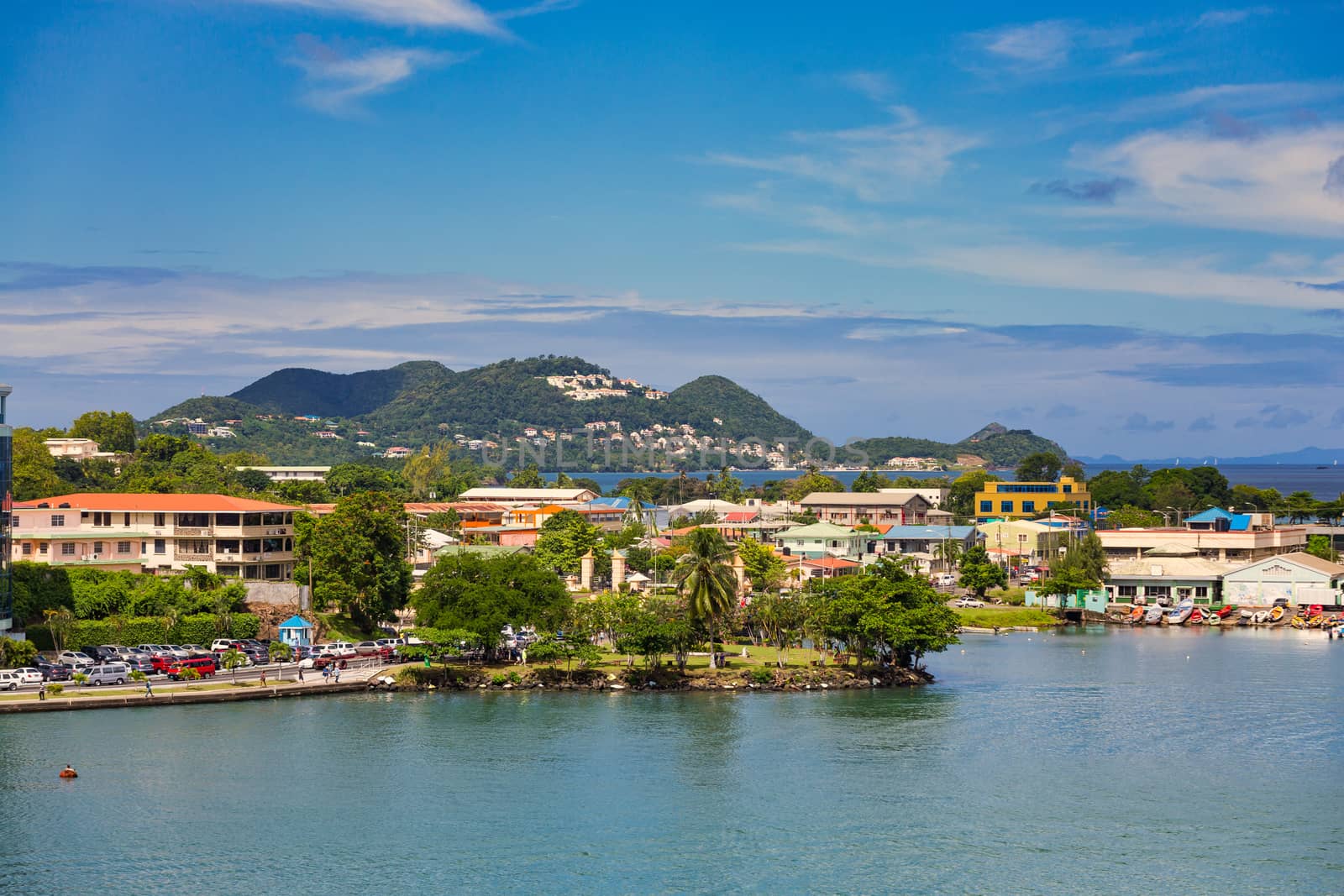 Hills in St Lucia Beyond Harbor