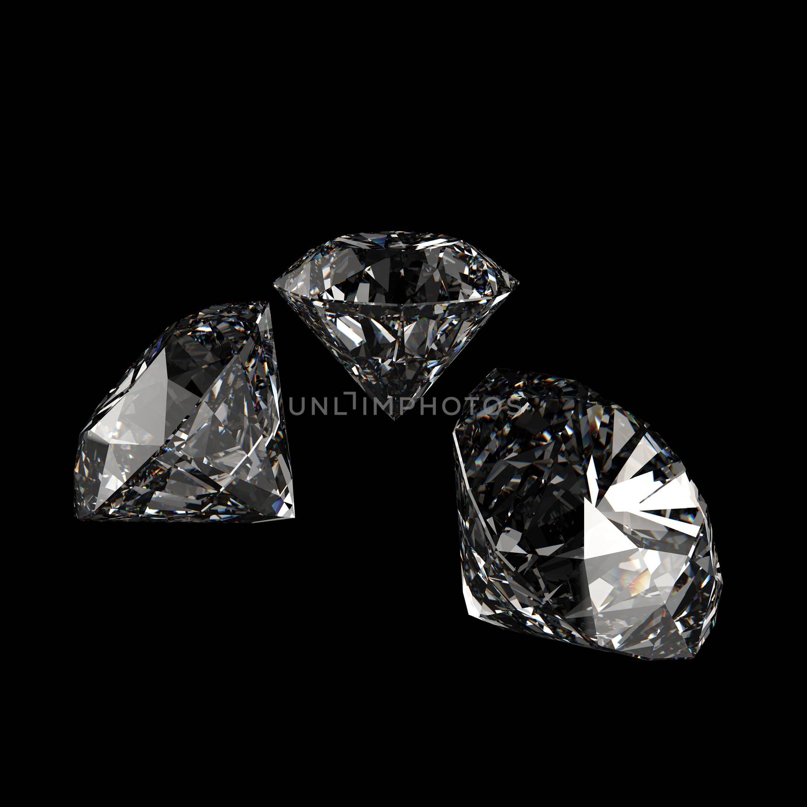 Diamonds 3d in composition as concept 