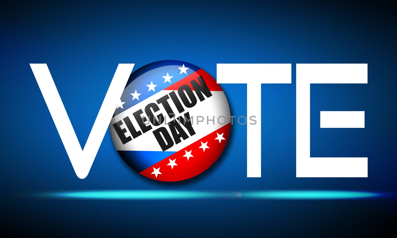 Election pin button for United States elections, 3d rendering