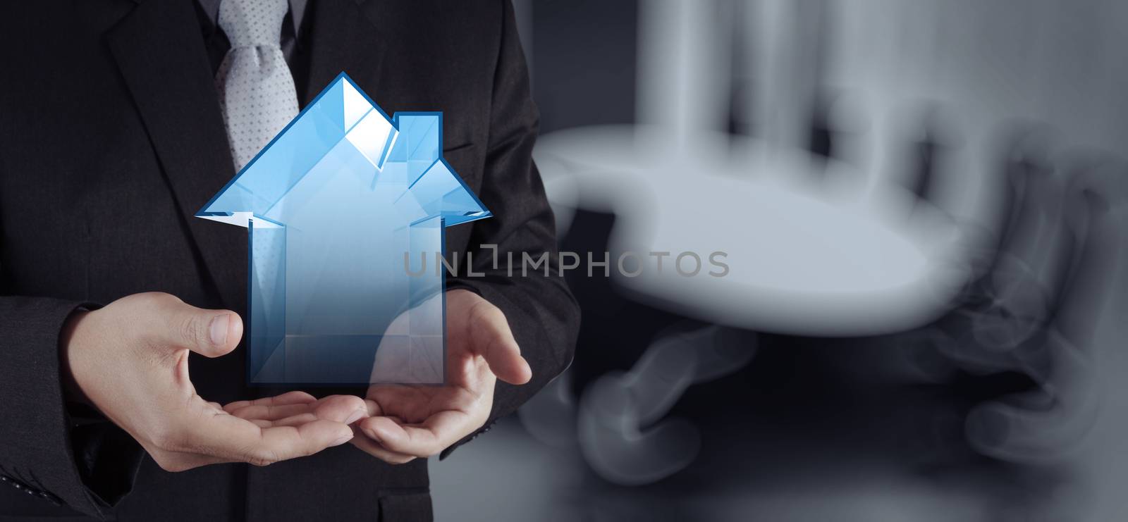 businessman hand working with new modern computer show social network structure as concept