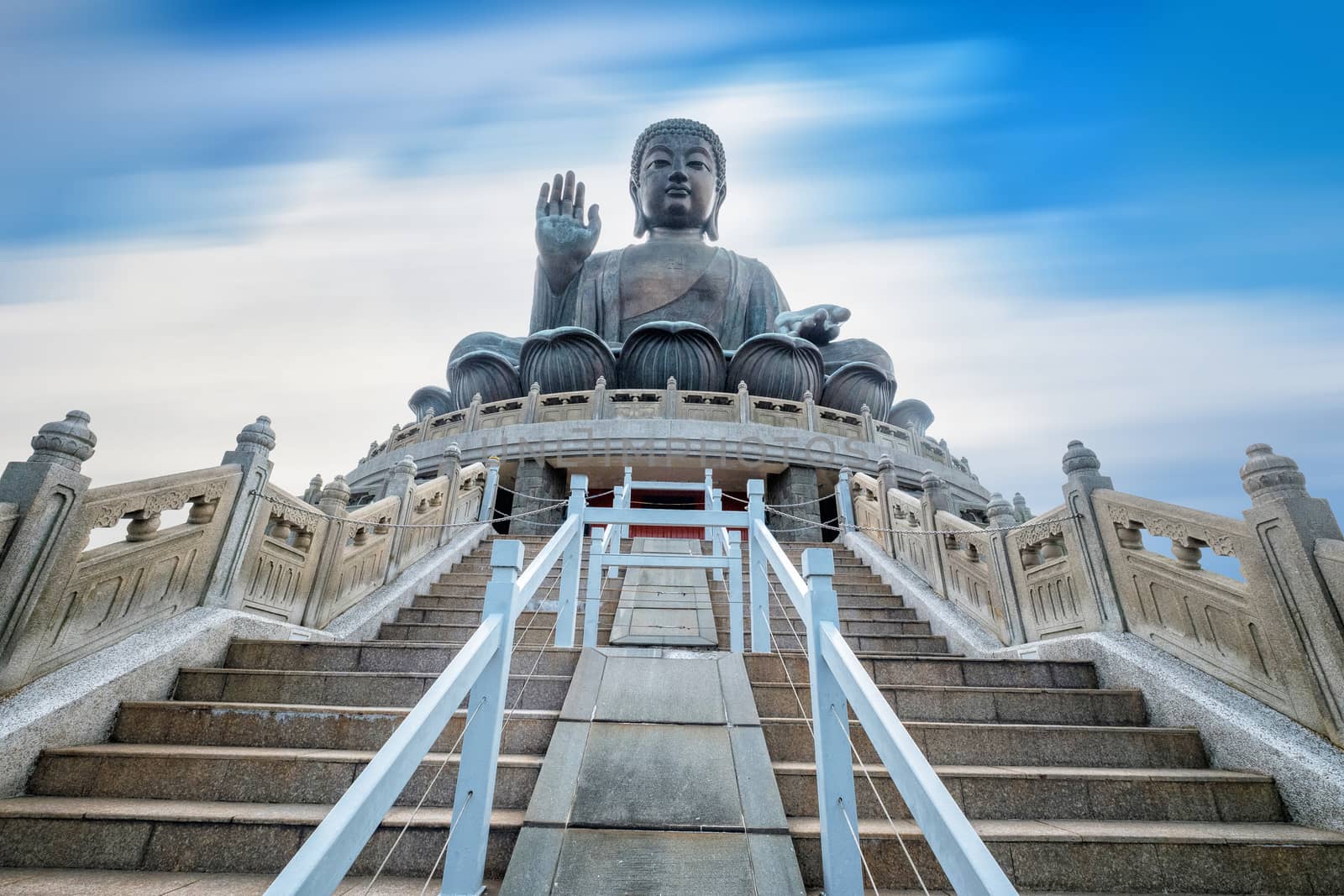 Tian Tan Giant Buddha on Blue sky background