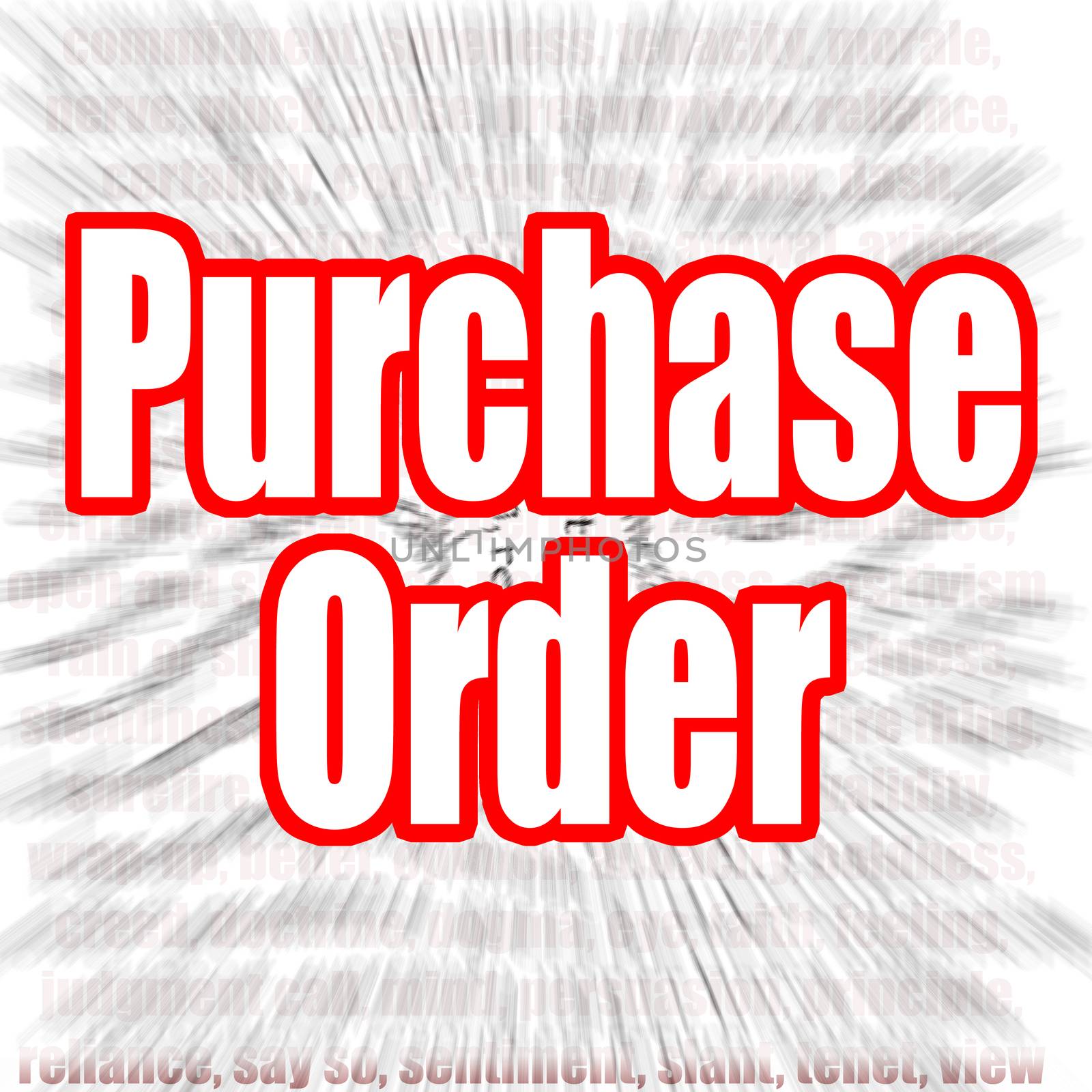 Purchase Order word with zoom in effect as background, 3D rendering