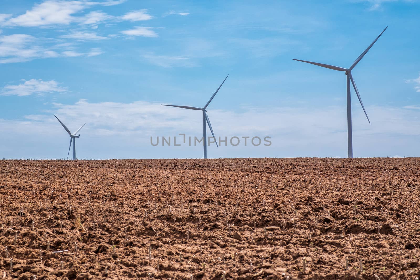 Wind turbine power at daylight 