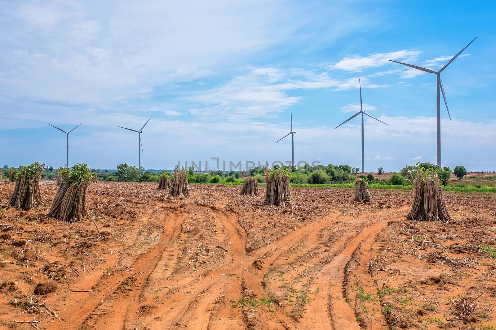 Wind turbine power at daylight  by Surasak