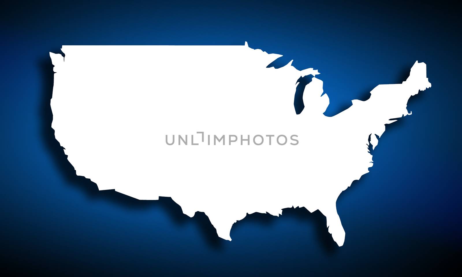 White America map with blue background. 3d rendering