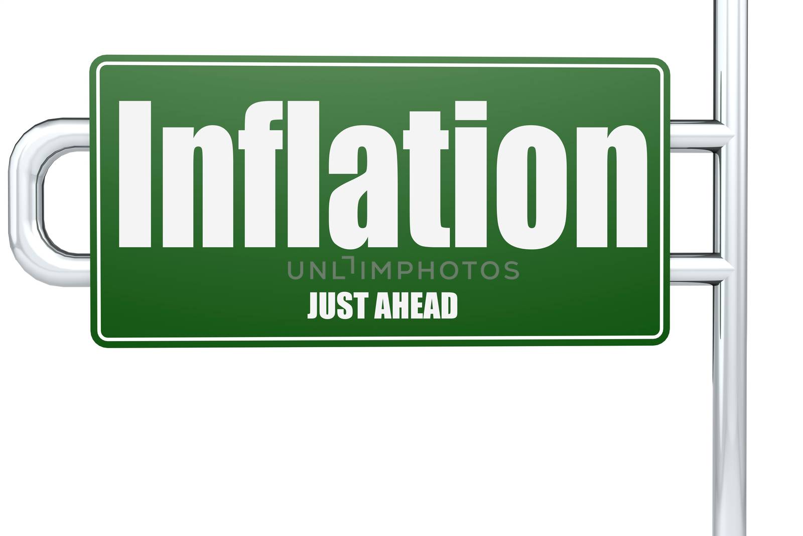 Inflation word on green road sign by tang90246