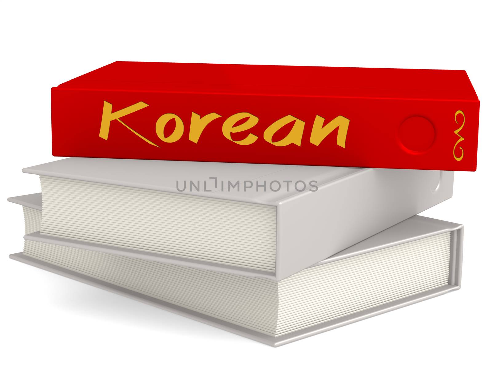 Hard cover books with Korean word, 3D rendering