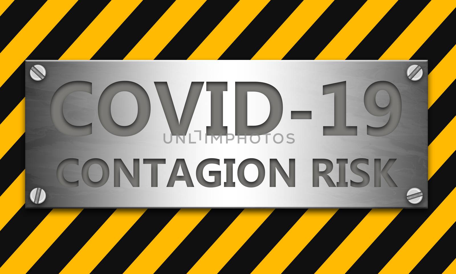 Banner with COVID-19 warning and contagion risk by tang90246