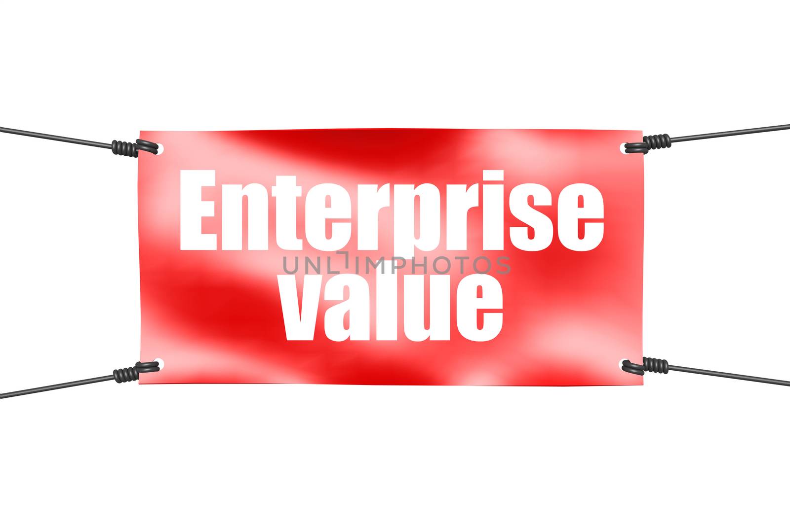 Enterprise value word with red tie up banner, 3D rendering