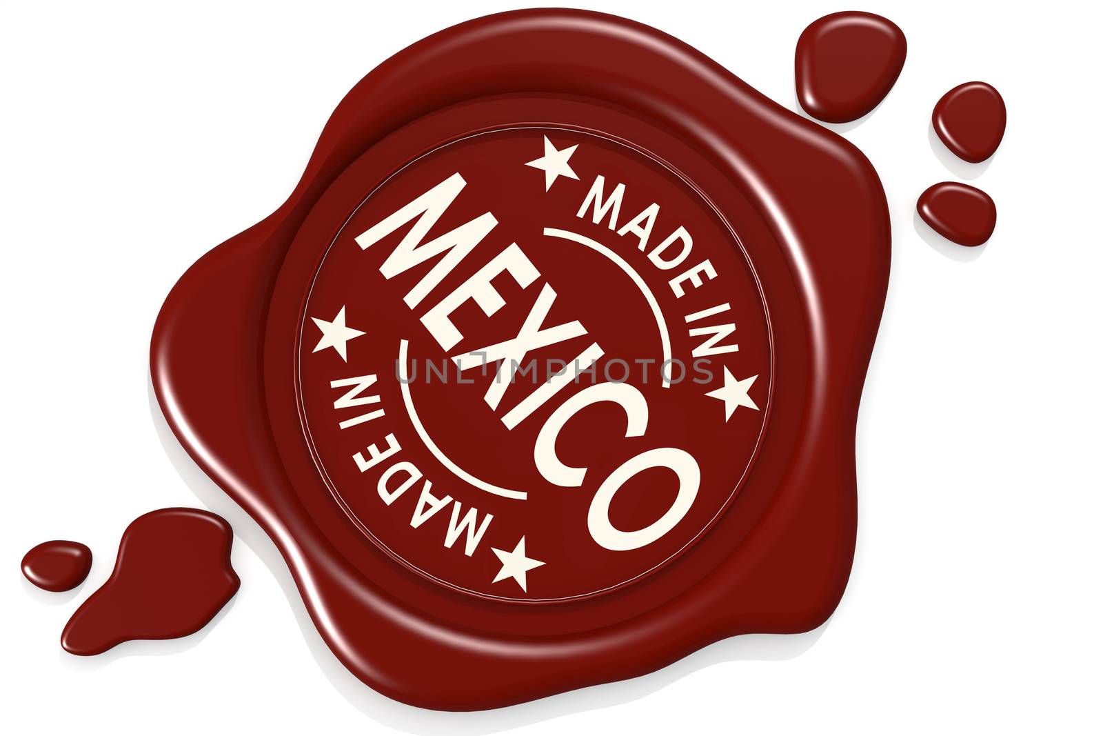 Label seal of made in Mexico isolated on white background, 3D rendering