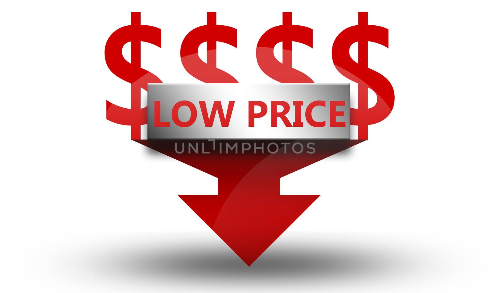 Low price design with dollar sign and red arrow by tang90246