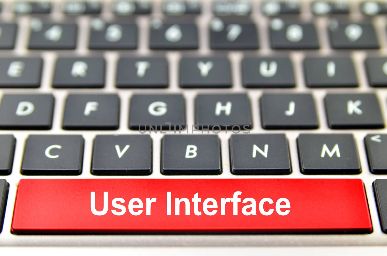 User Interface word on computer keyboard, 3D rendering