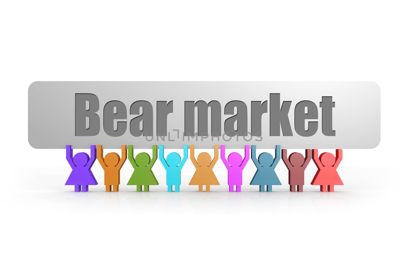Bear market word on a banner hold by group of puppets by tang90246
