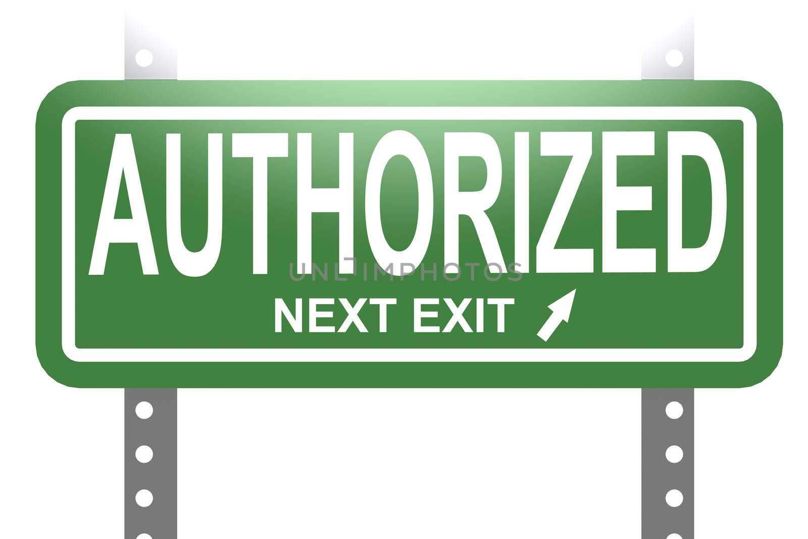 Authorized word with green sign board isolated , 3D rendering