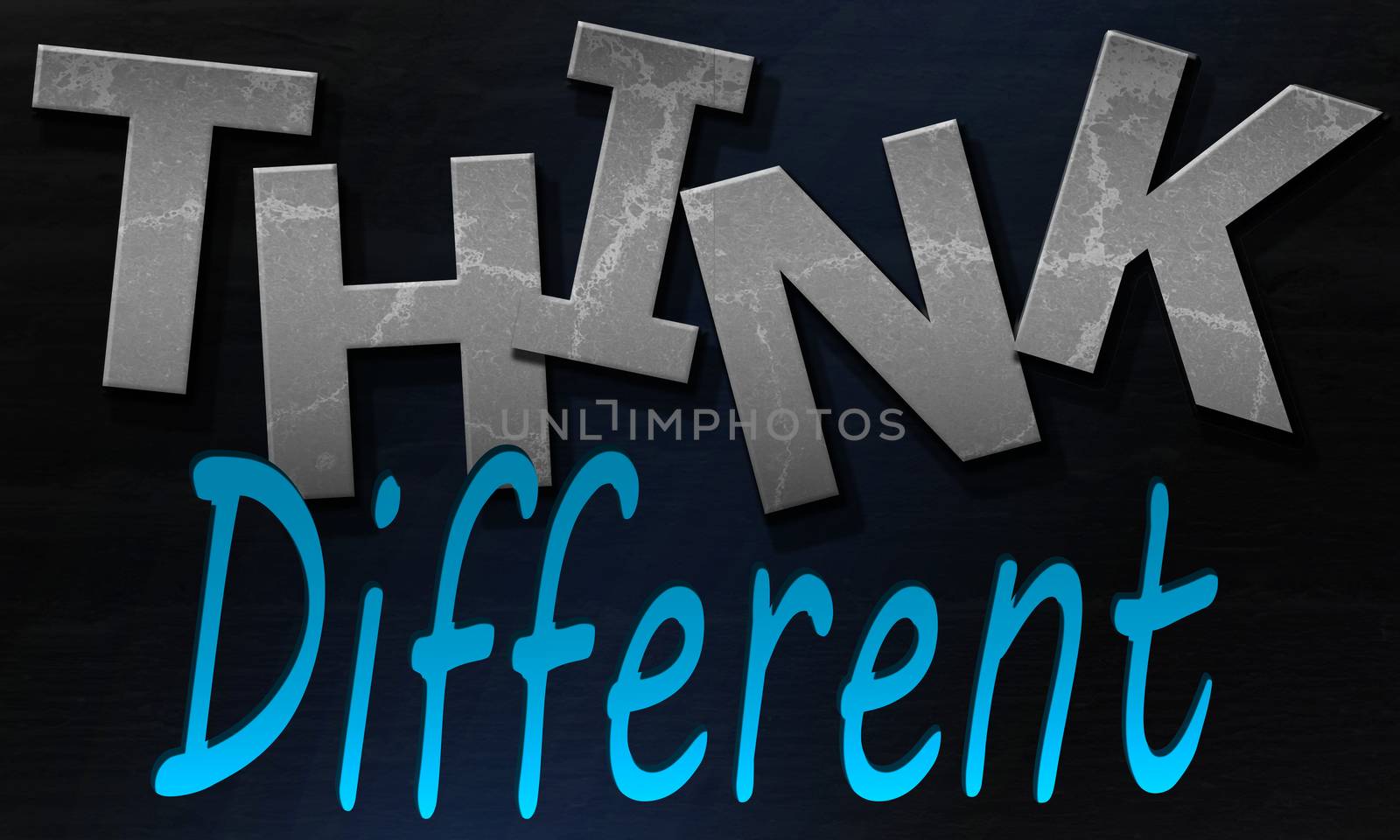 Think different inspirational quote and text, 3d rendering