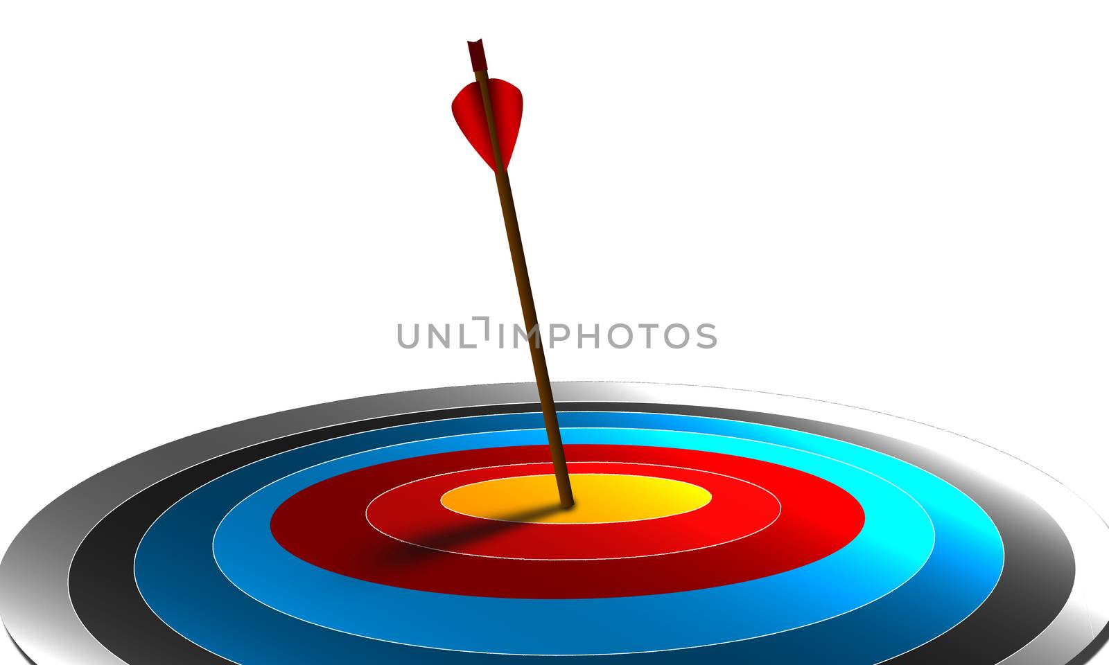 Red arrow pointing to the target. 3d rendering