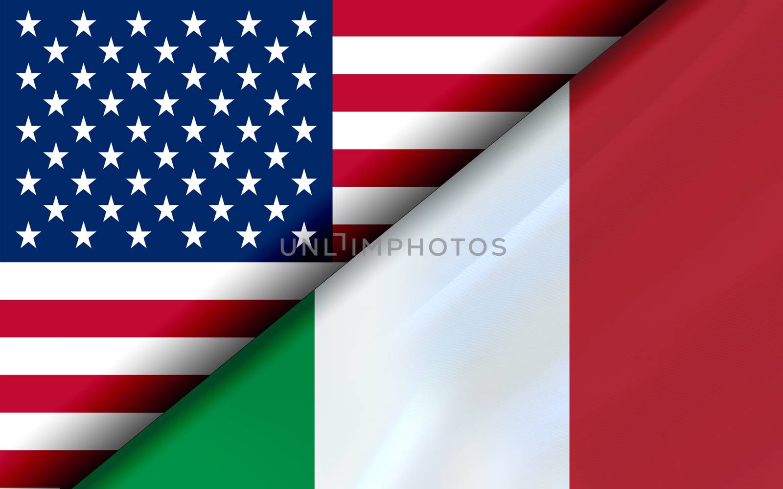 Flags of the USA and Italy divided diagonally by tang90246