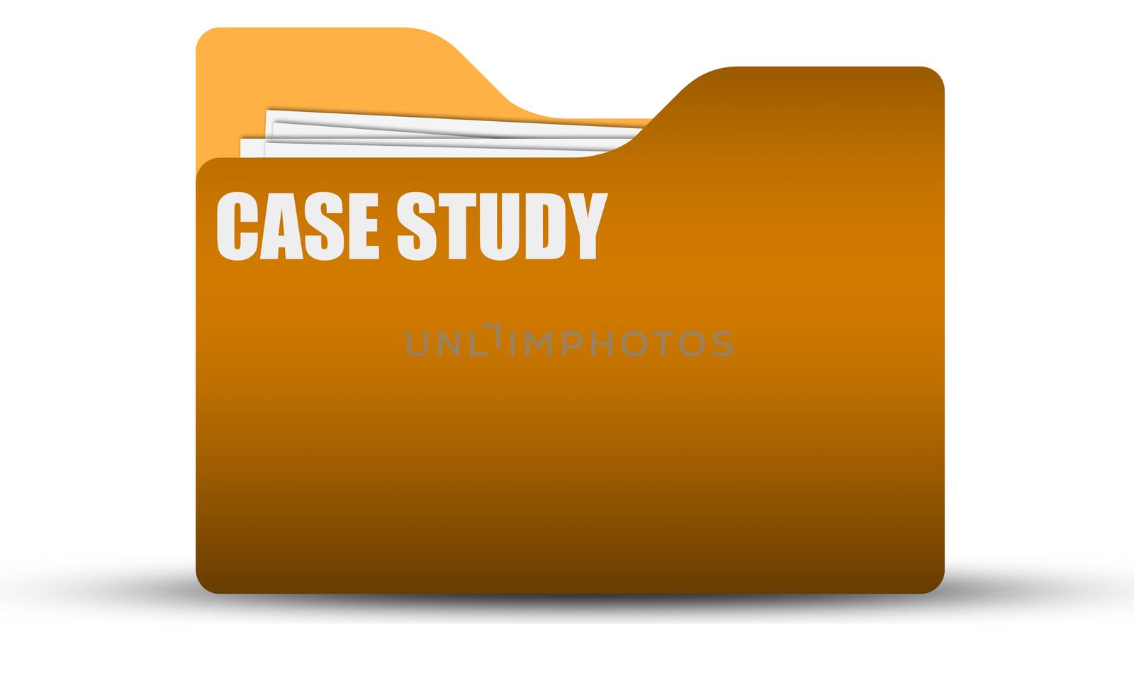 Case Study words on a manila file folder, 3d rendering