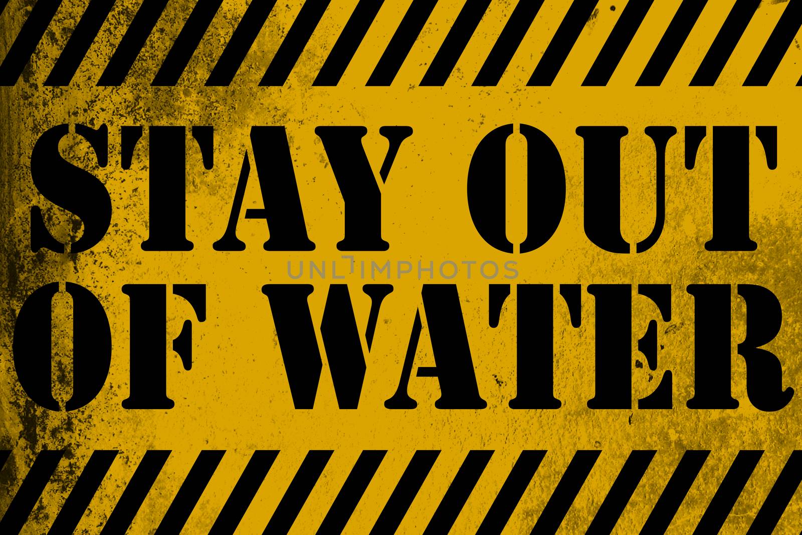 Stay out of water sign yellow with stripes by tang90246