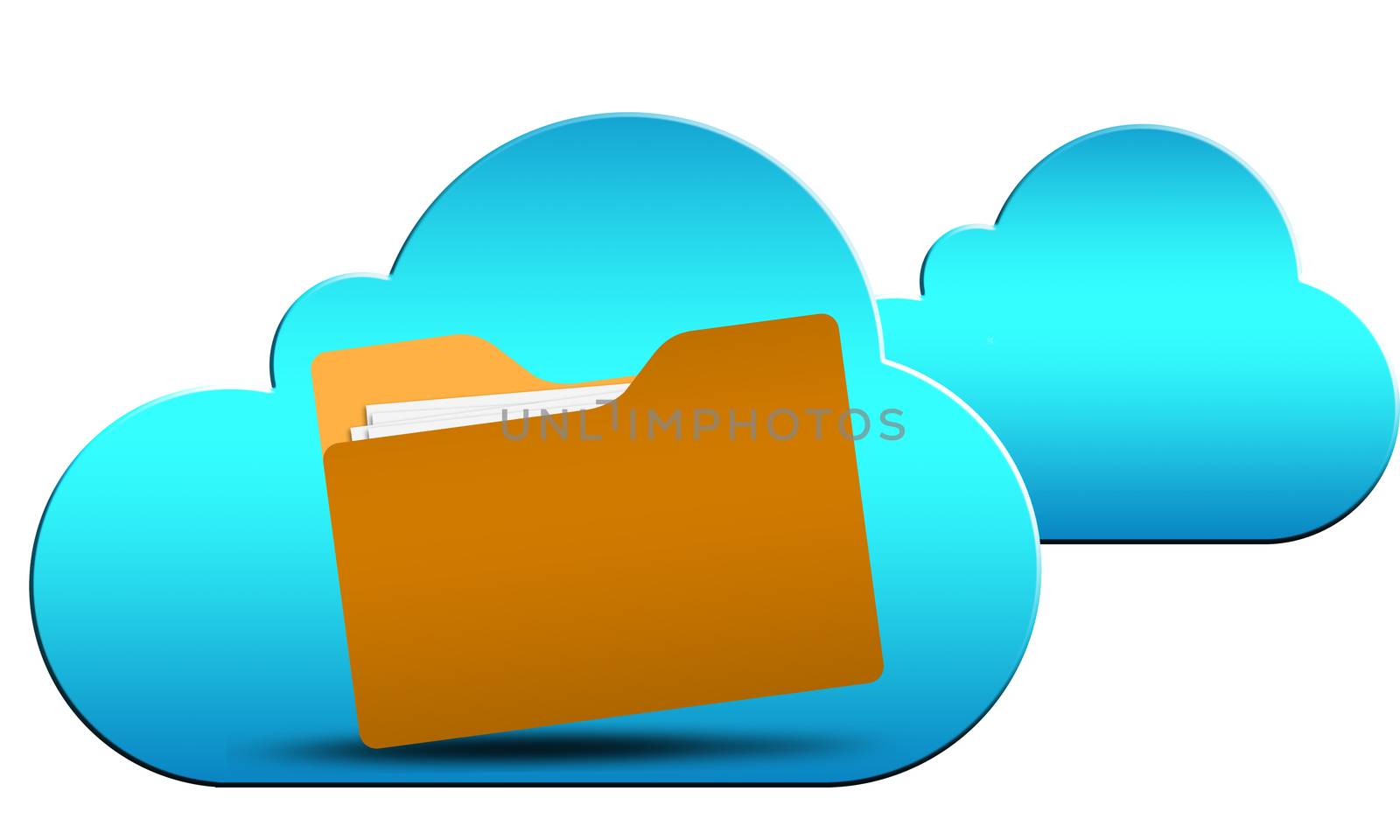 Cloub computing with cloud icon and yellow folder by tang90246