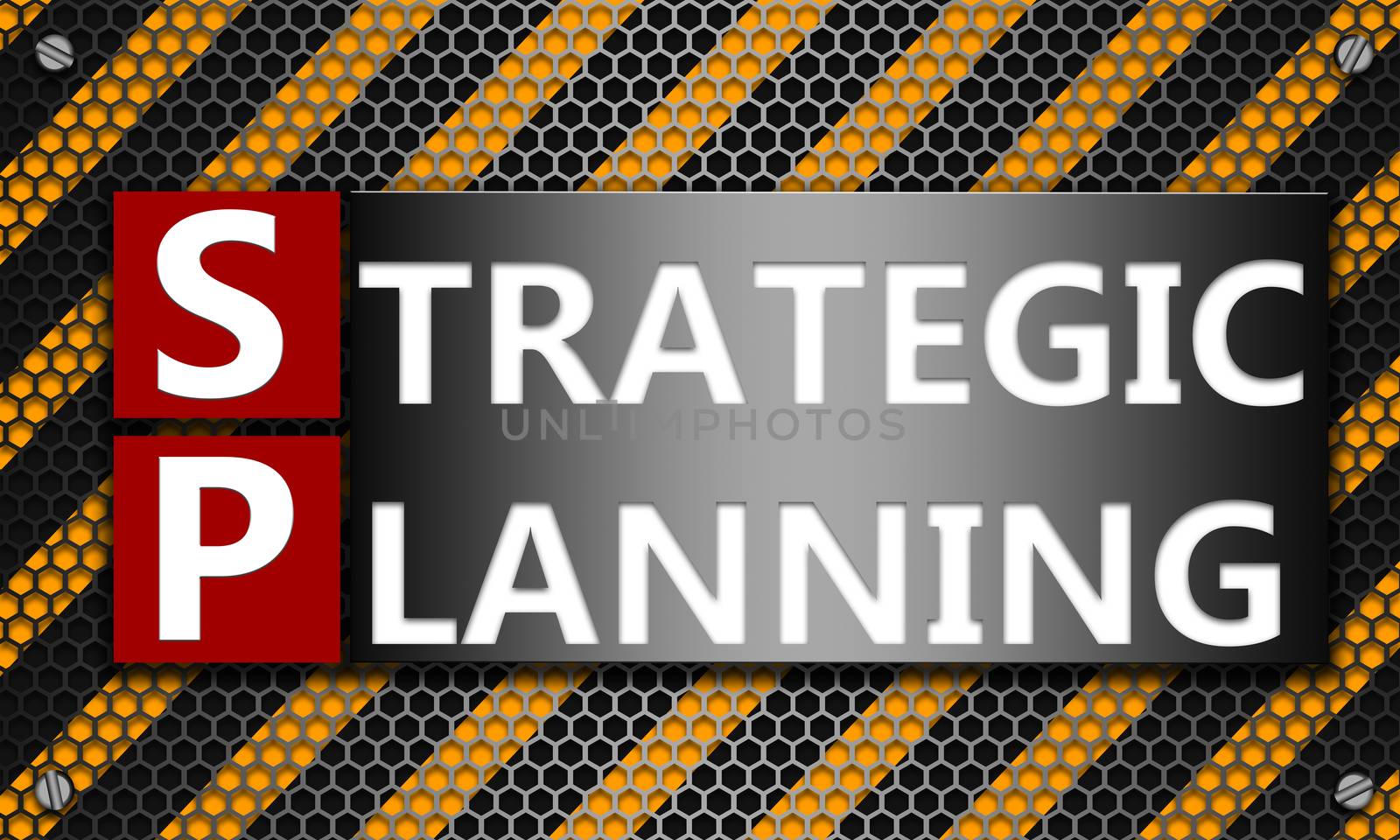 Strategic Planning concept on mesh hexagon background, 3d rendering