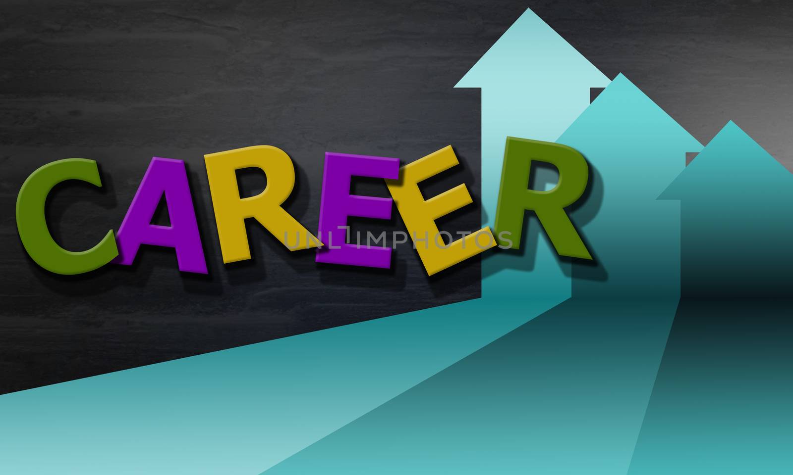 Career word composed of multicolored alphabet, 3d rendering