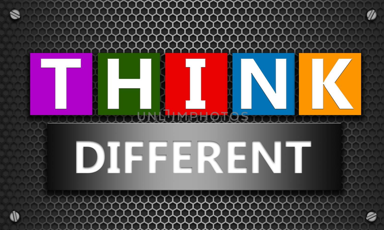 Think different concept on mesh hexagon background by tang90246