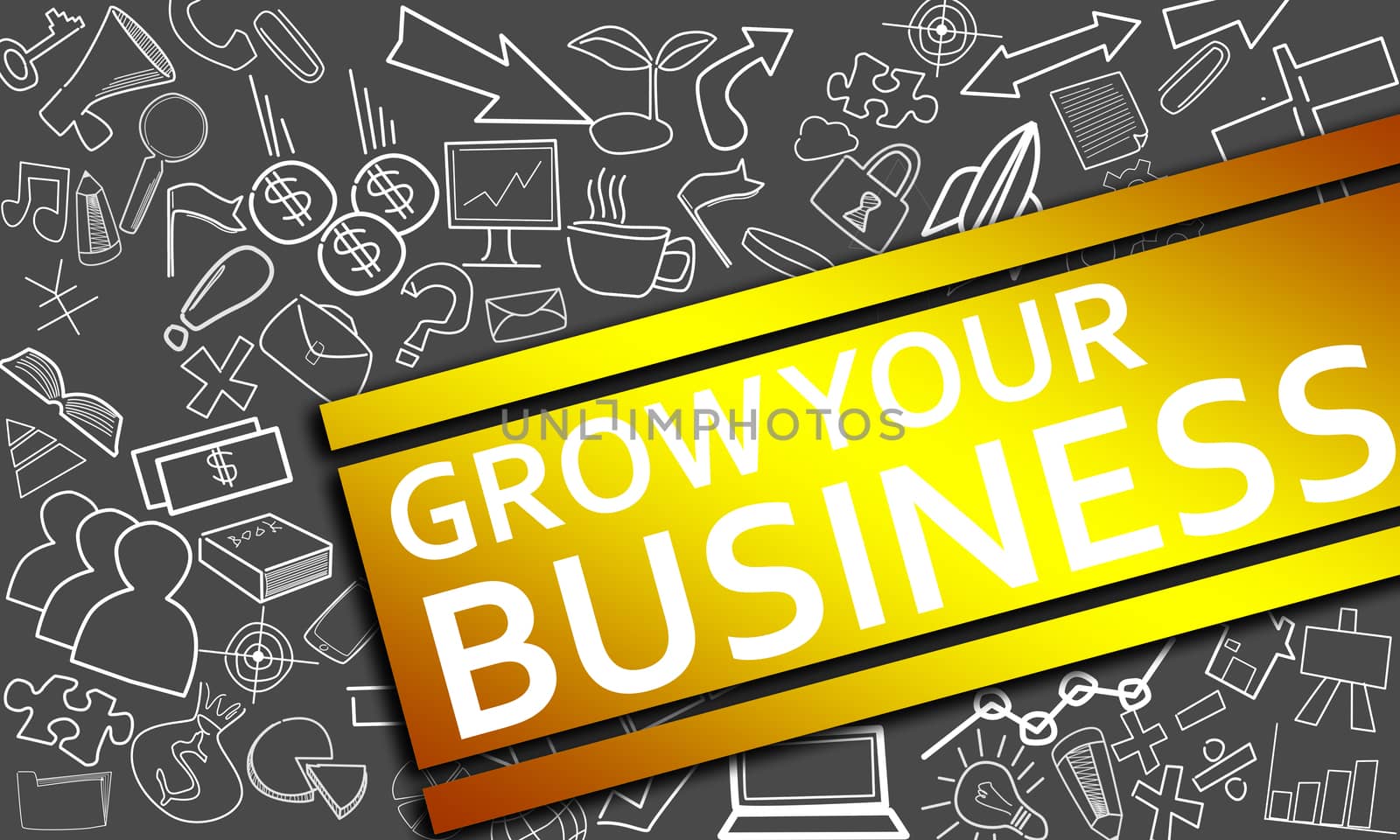 Grow your business concept with creative icon drawings by tang90246