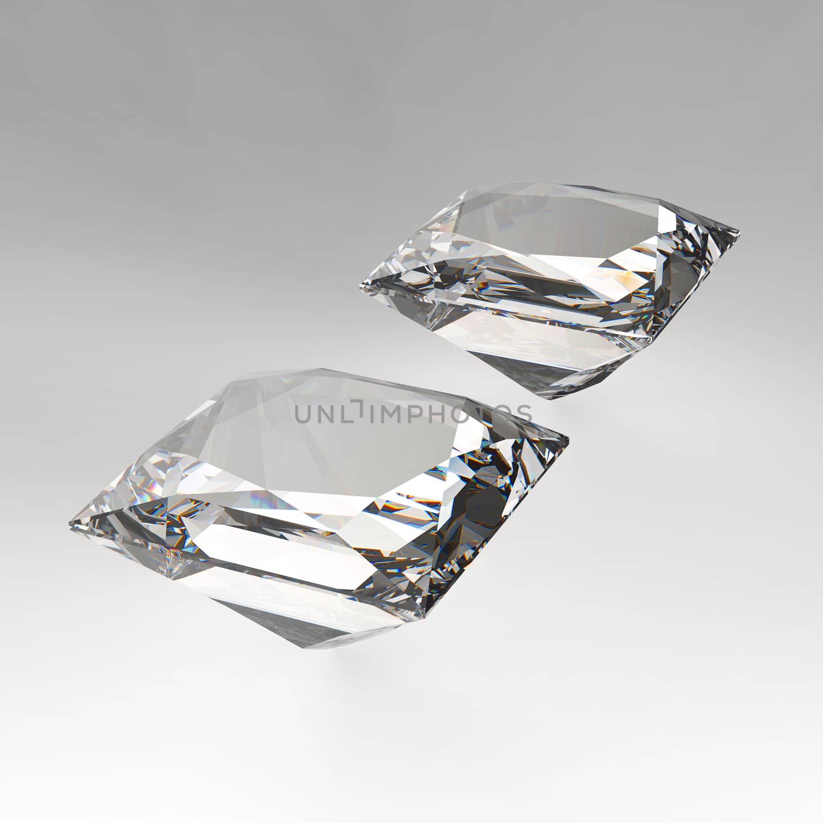 Diamonds square 3d in composition as concept 