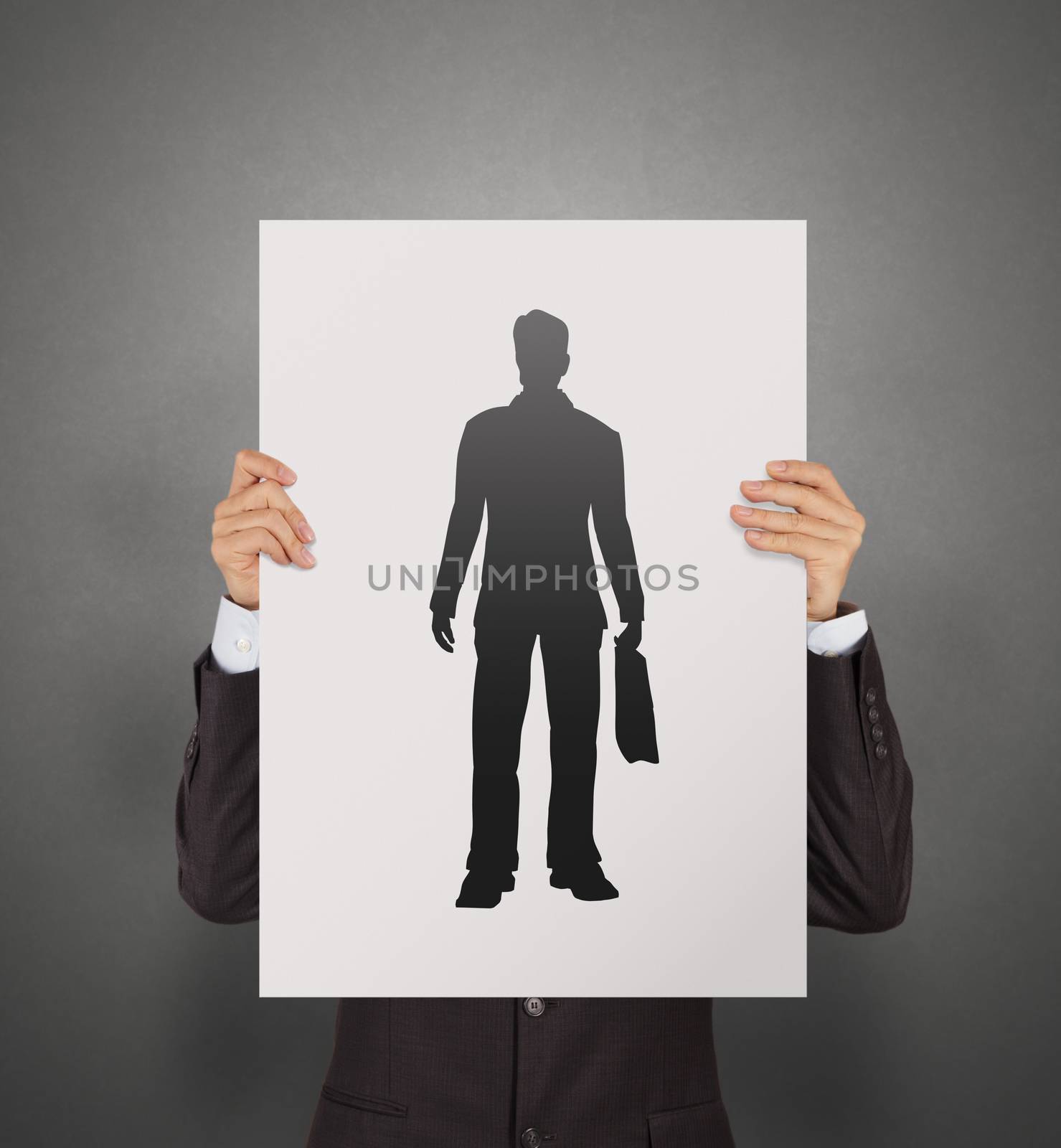 businessman hand with poster choosing people icon as human resources concept 