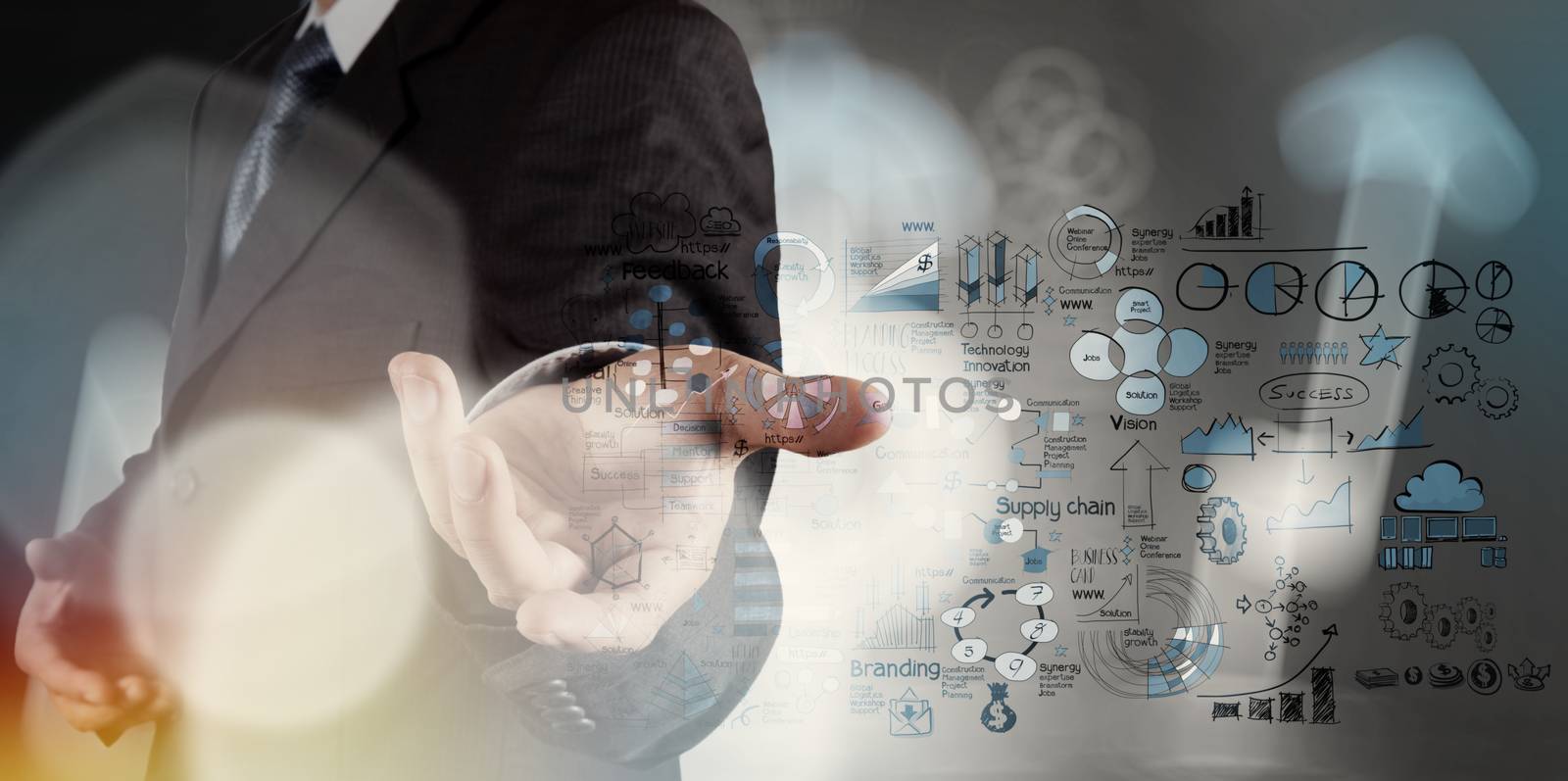 businessman hand working with new modern computer and business s by everythingpossible