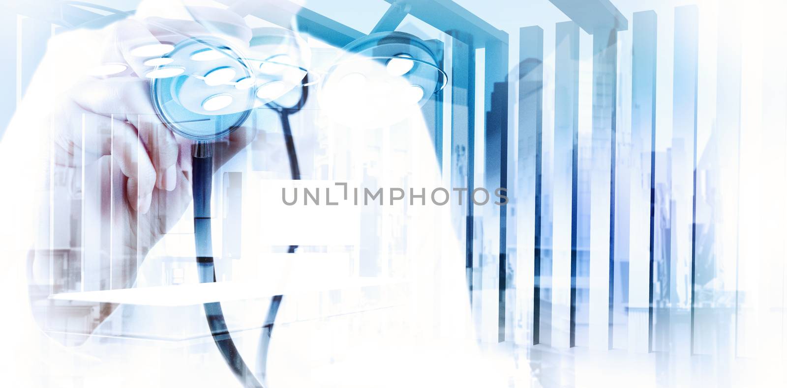 Double exposure of smart medical doctor working with abstract ci by everythingpossible