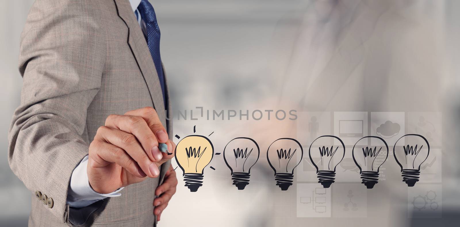 hand drawing creative business strategy with light bulb as conce by everythingpossible