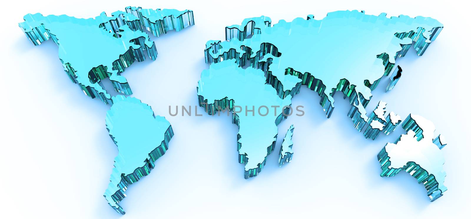 blue stainless 3d business world map