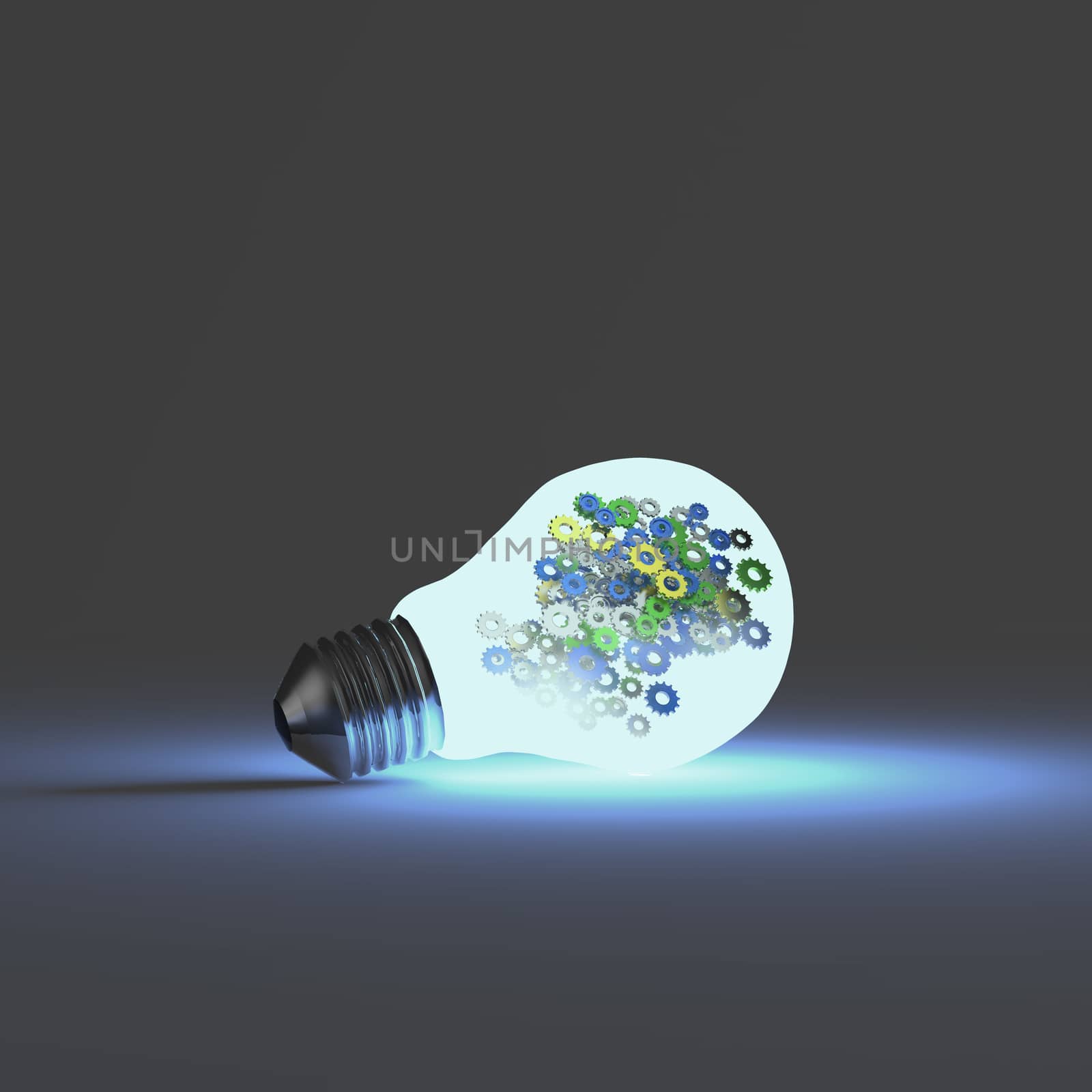 light bulb with gears as concept 