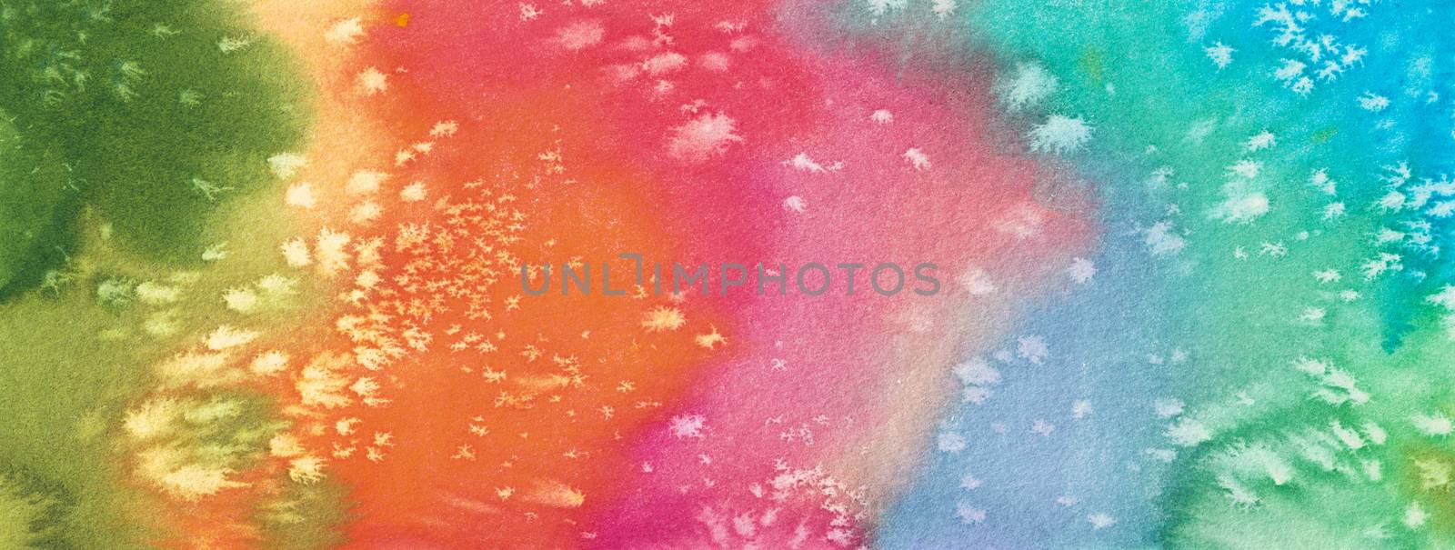 joyful and colorful abstract watercolor background, hand paintin by Ungamrung