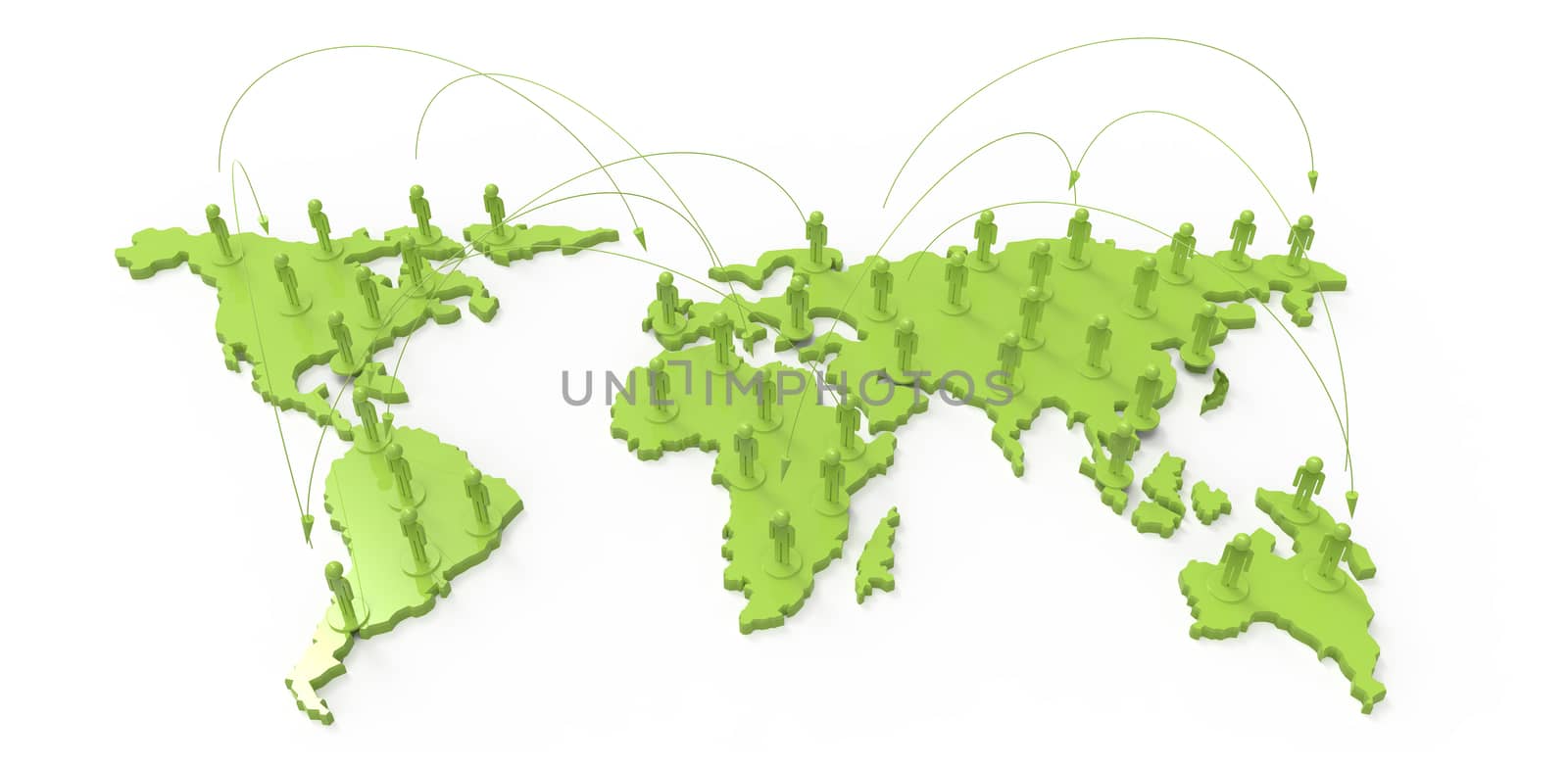 social network human 3d on world map  by everythingpossible