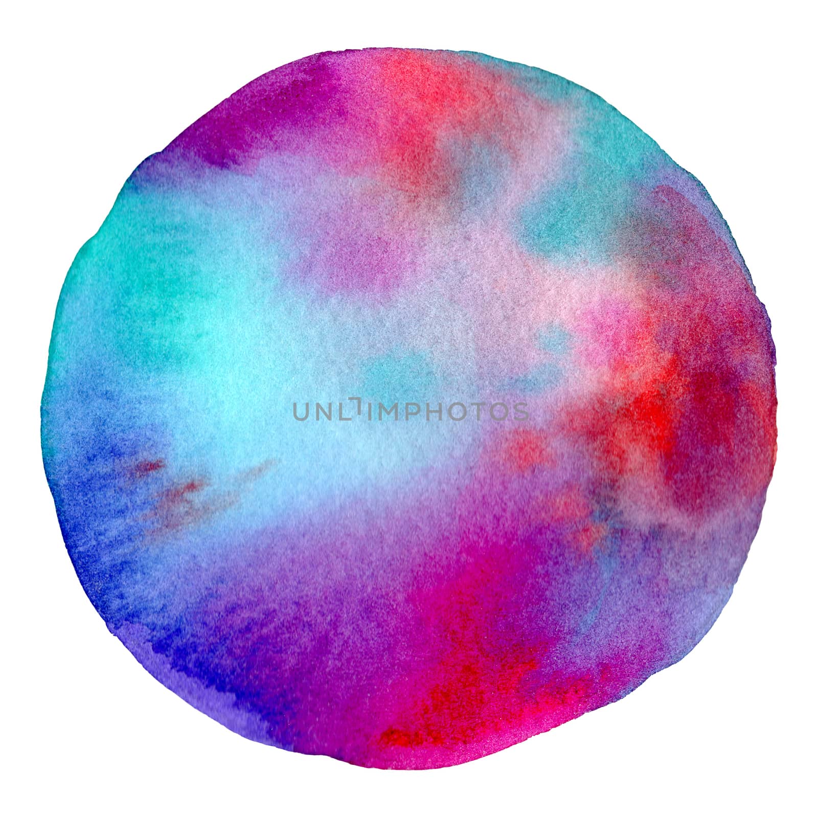 Abstract watercolor hand painting in circle shape for the text message background. Colorful splashing in the paper. Perfect for branding, greetings, websites, digital media, invites, weddings. by Ungamrung