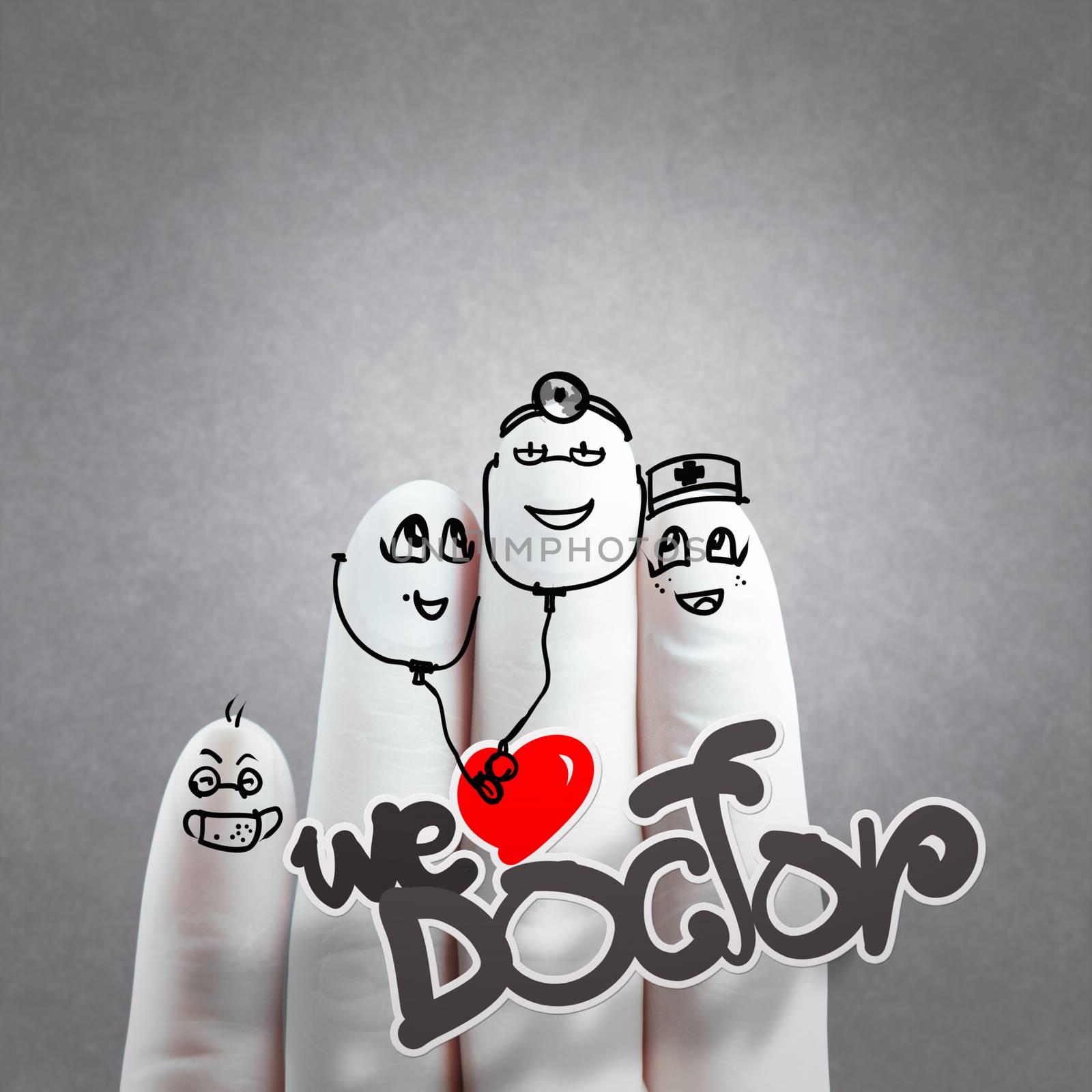 A lovely family hand drawn and finger,doctor and nurse by everythingpossible