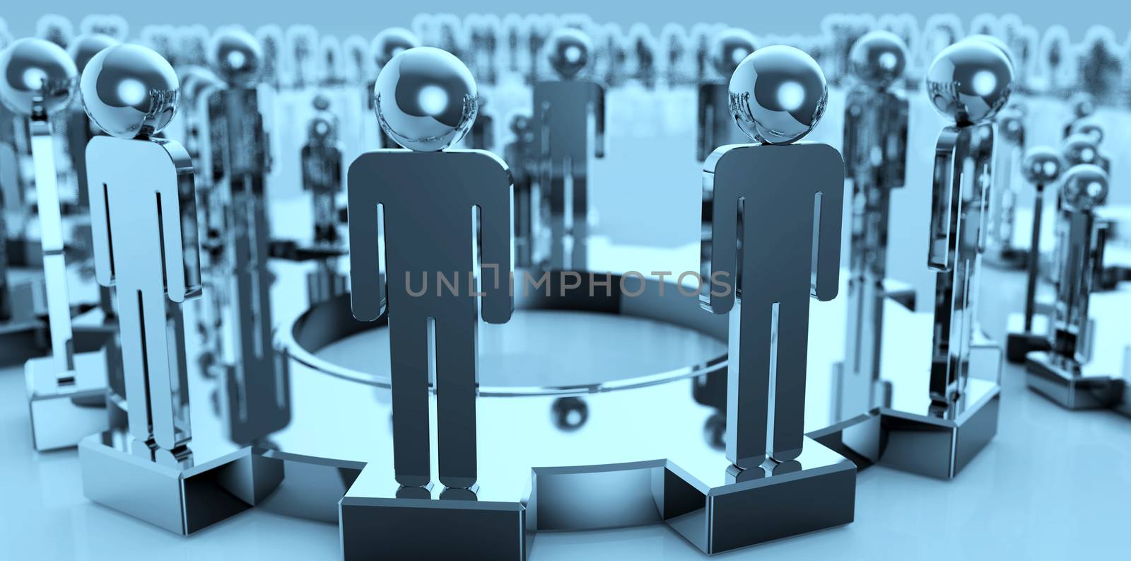  3d figures on connected cogs as teamwork concept by everythingpossible