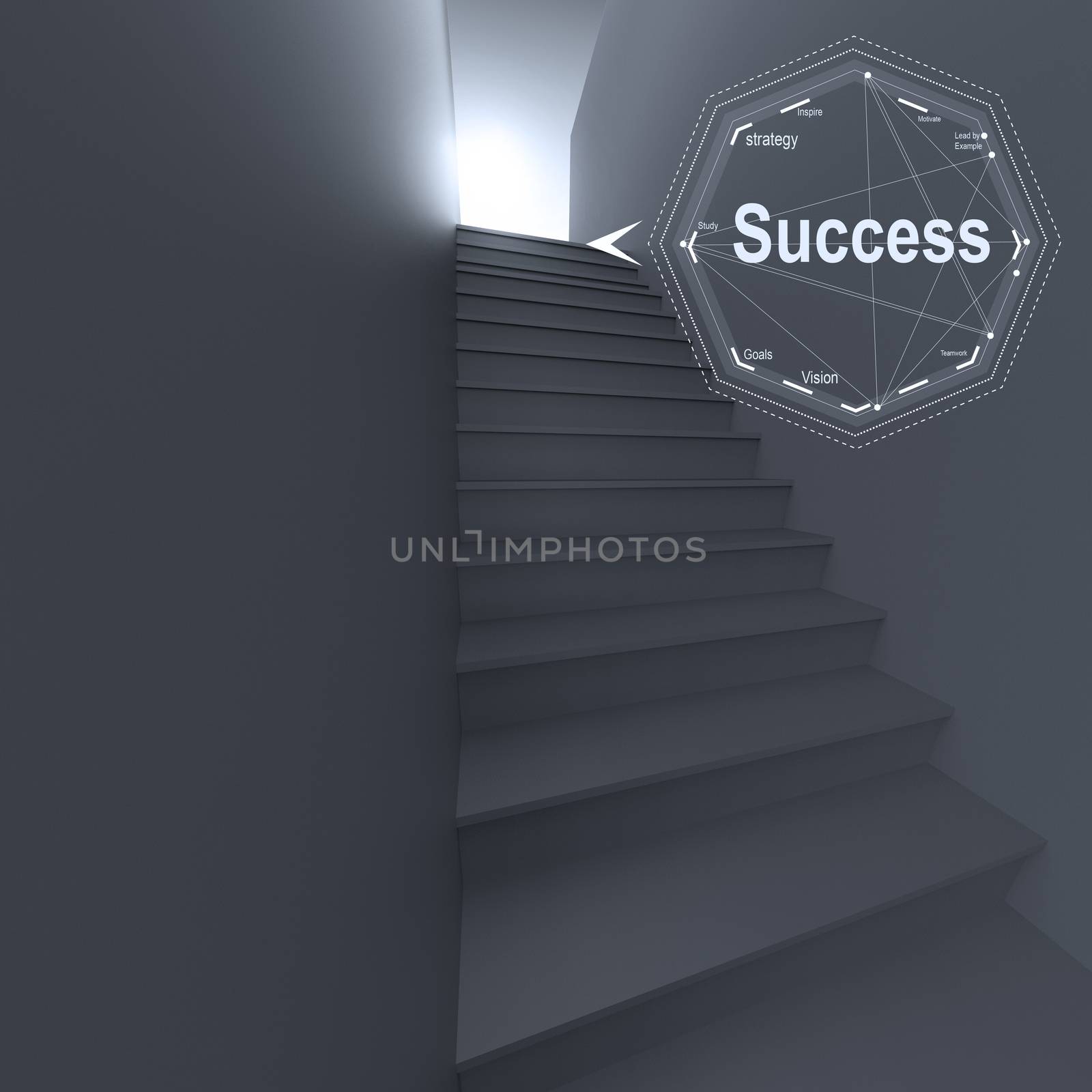 3d stairway to success as business concept