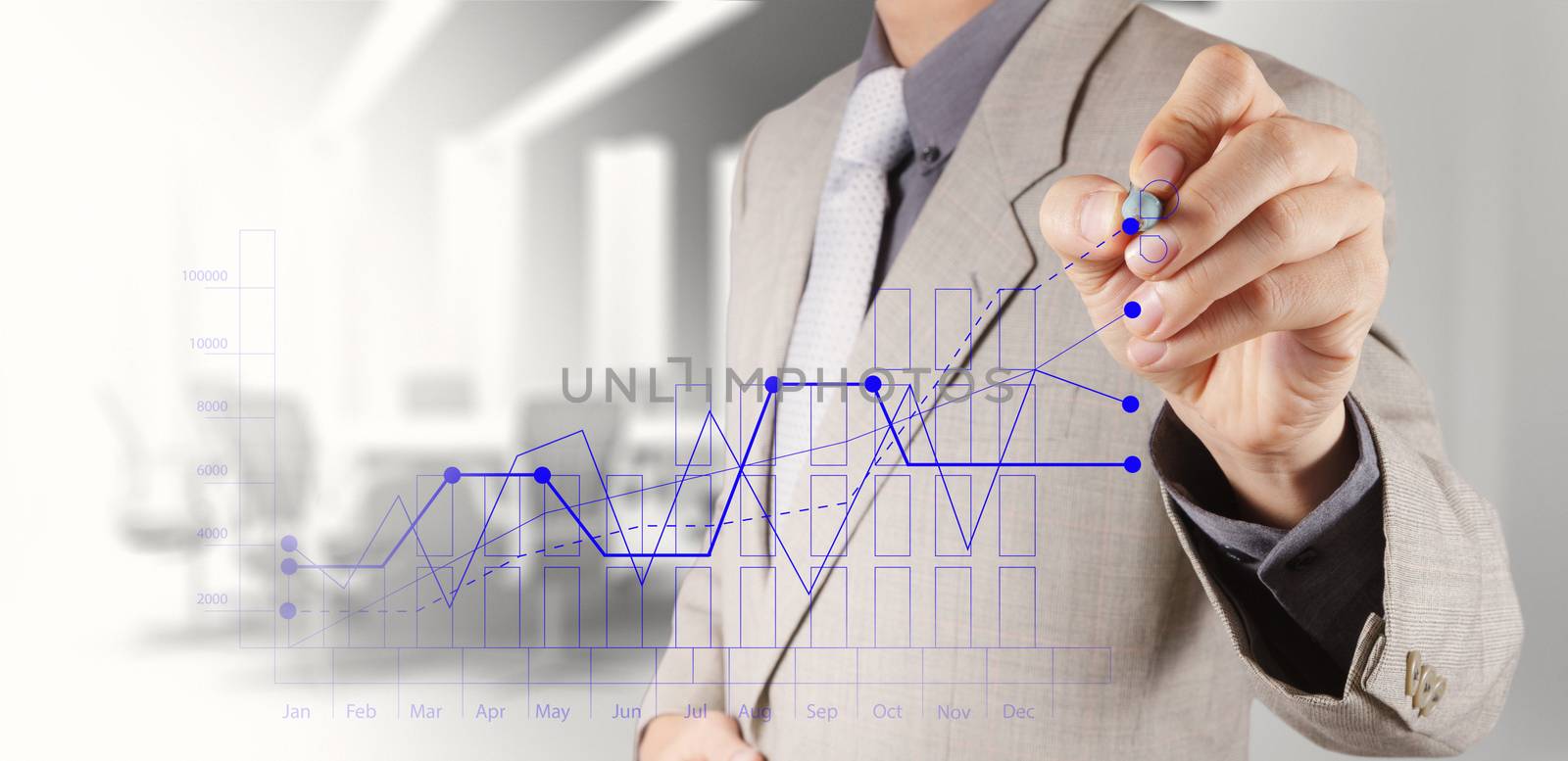 businessman hand draws business success chart by everythingpossible