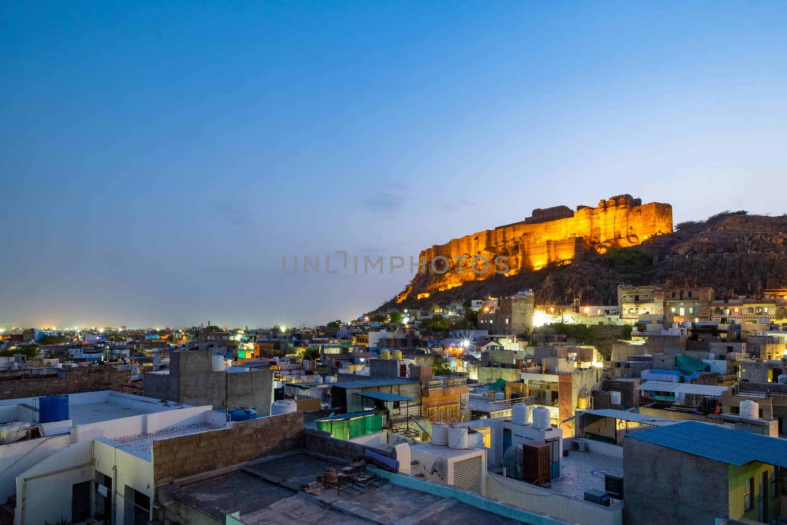 Mehrangarh fort at Jodhpur on evening time, Rajasthan, India. by Tanarch