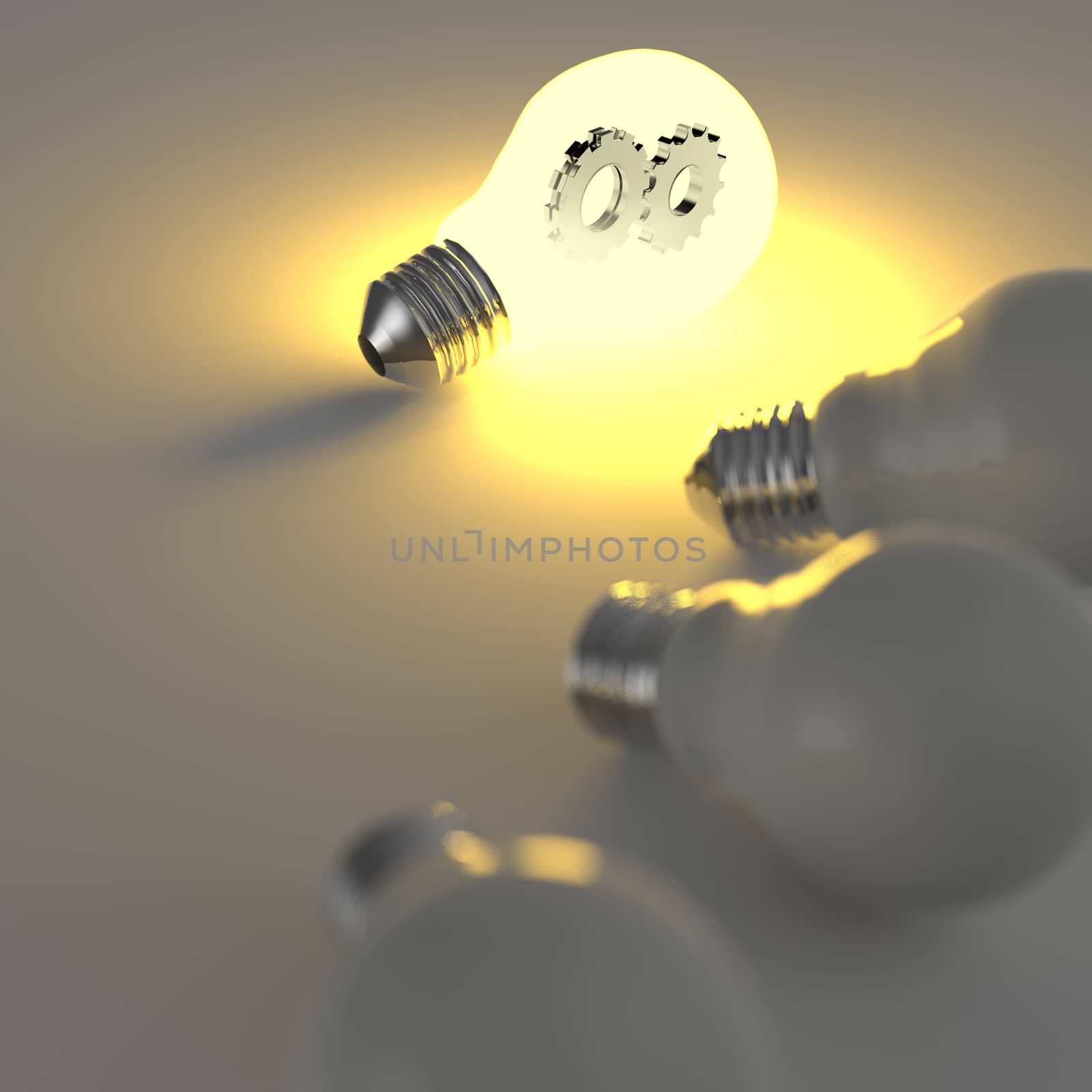 light bulb with gears as concept 