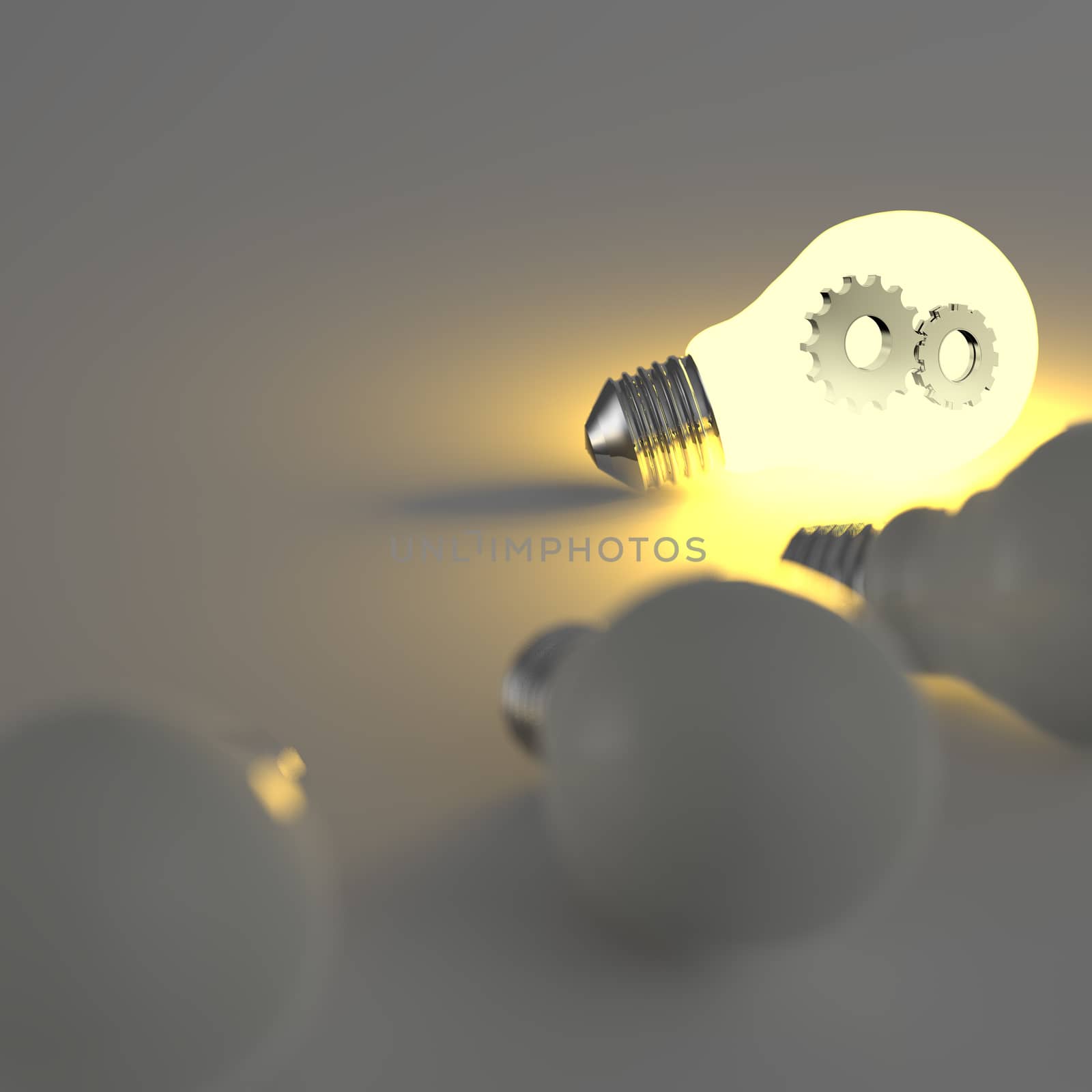 light bulb with gears as concept 