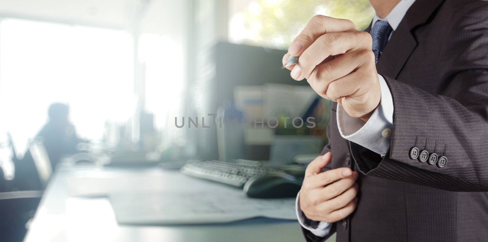 businessman working with his office  background as concept