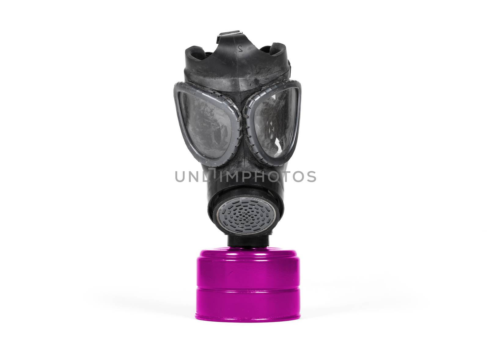 Vintage gasmask isolated on a white background - Purple filter