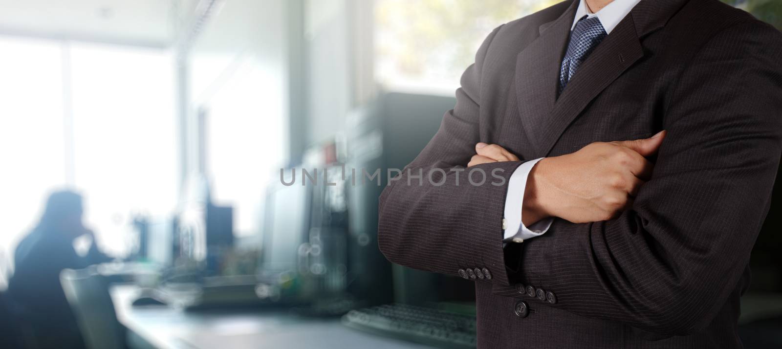 businessman success with his office  background as concept